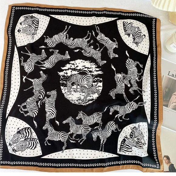 Zebra Print Silky Scarf 